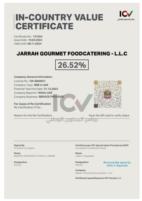 In Country Value Certificate